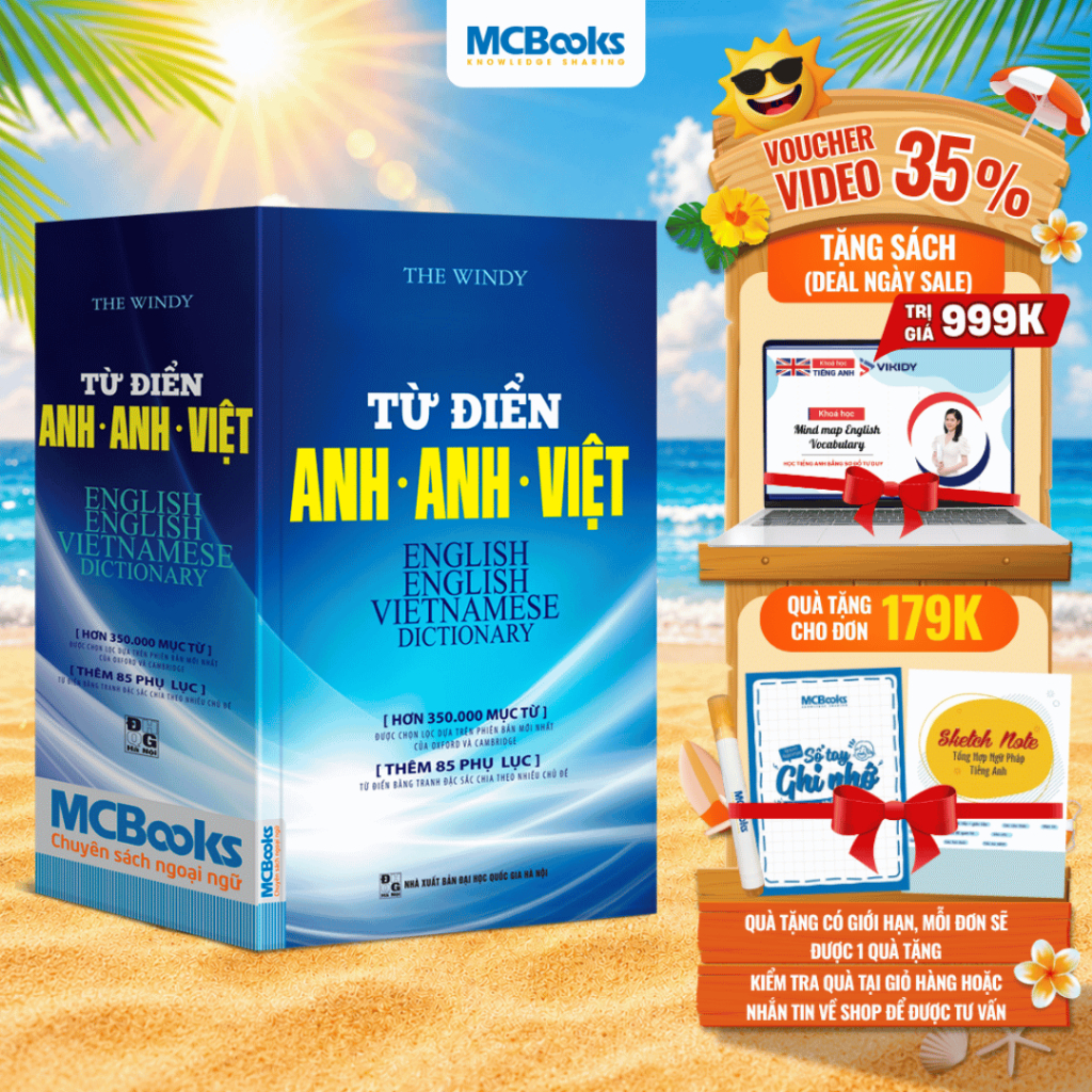 Sách - Từ Điển Anh Anh Việt Phiên Bản Bìa Mềm Màu Xanh - Giải Nghĩa Đầy Đủ Ví Dụ Phong Phú