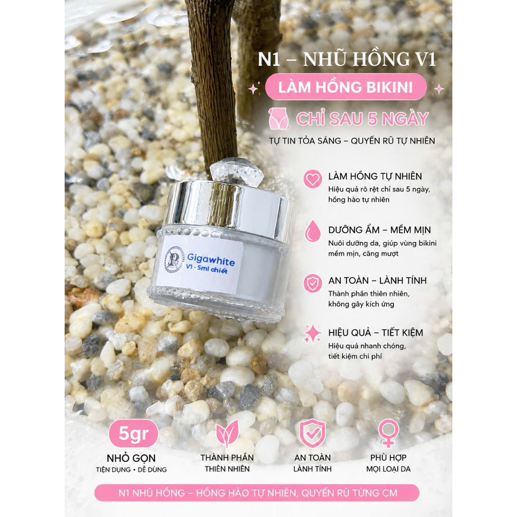 Kem hồng nhũ N1 nuwhite mibiti chiết chỉ sau 5-7 ngày 5ml (date 2028)