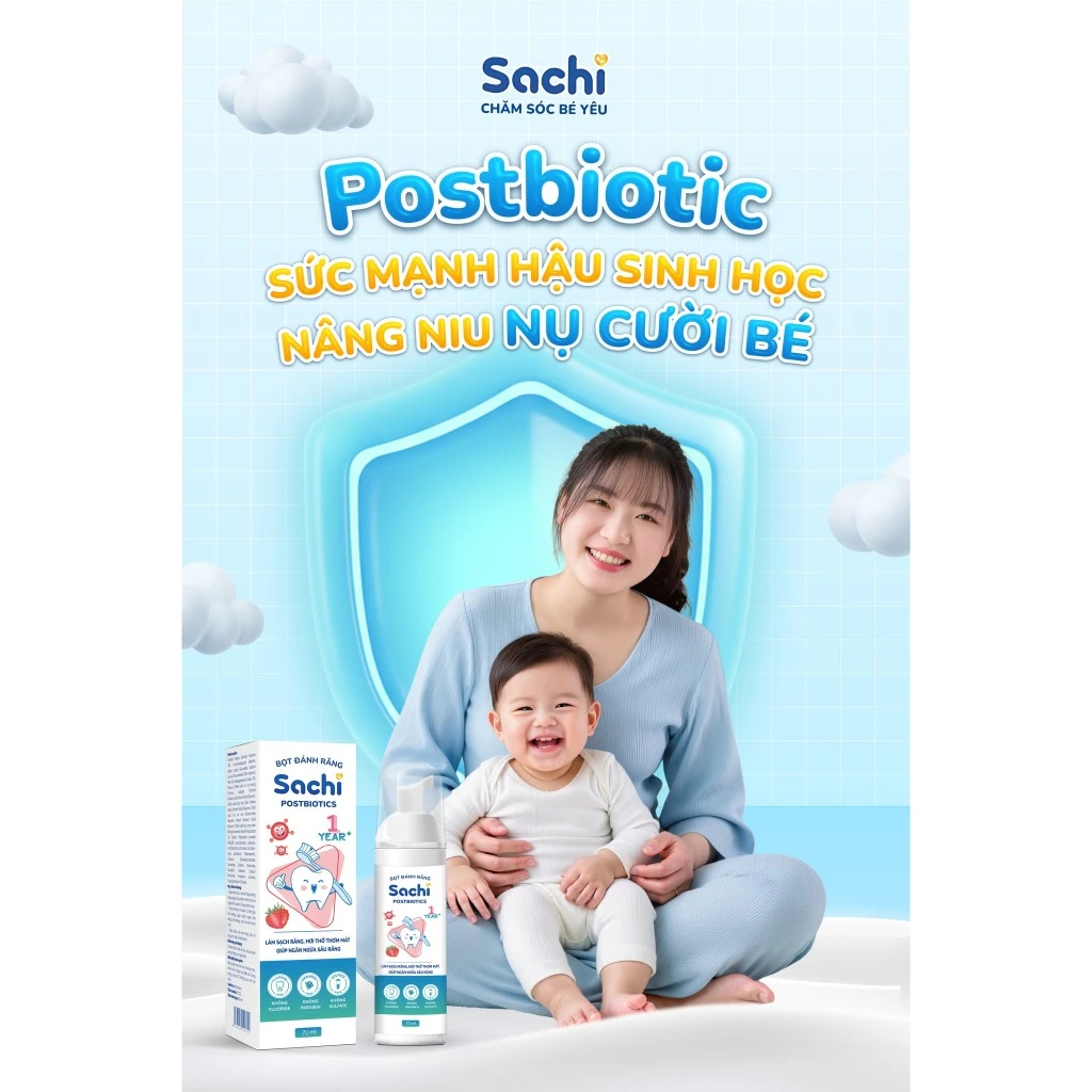 Bọt Đánh Răng Sachi Postbiotics Dạng Bọt Giúp Làm Sạch, Ngừa Sâu Răng 80ml
