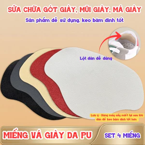 Miếng dán da pu sửa chữa (má, gót, mũi) giày. Miếng lót vá vết bị bục, bị rách giày (thể thao, vải)