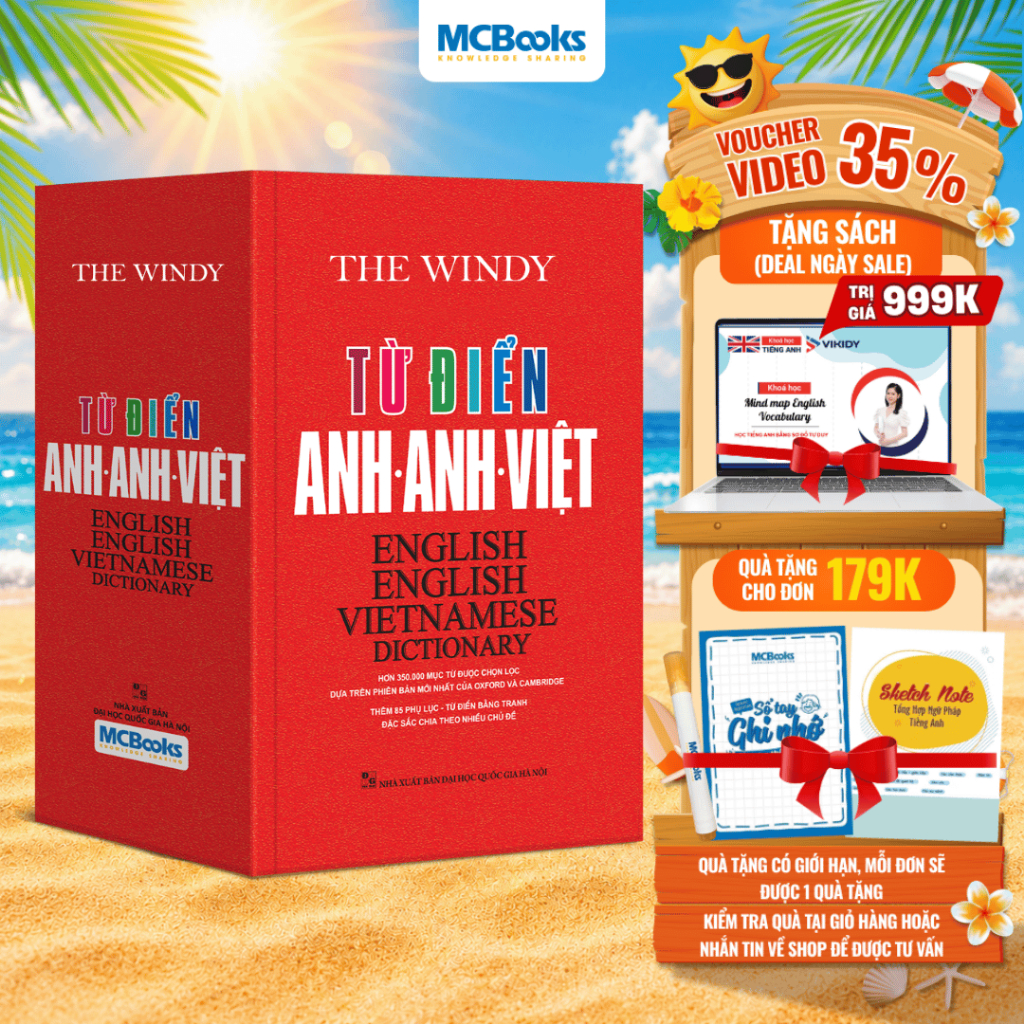 Sách - Từ Điển Anh Anh Việt Phiên Bản Bìa Cứng Màu Đỏ - Giải Nghĩa Đầy Đủ Ví Dụ Phong Phú