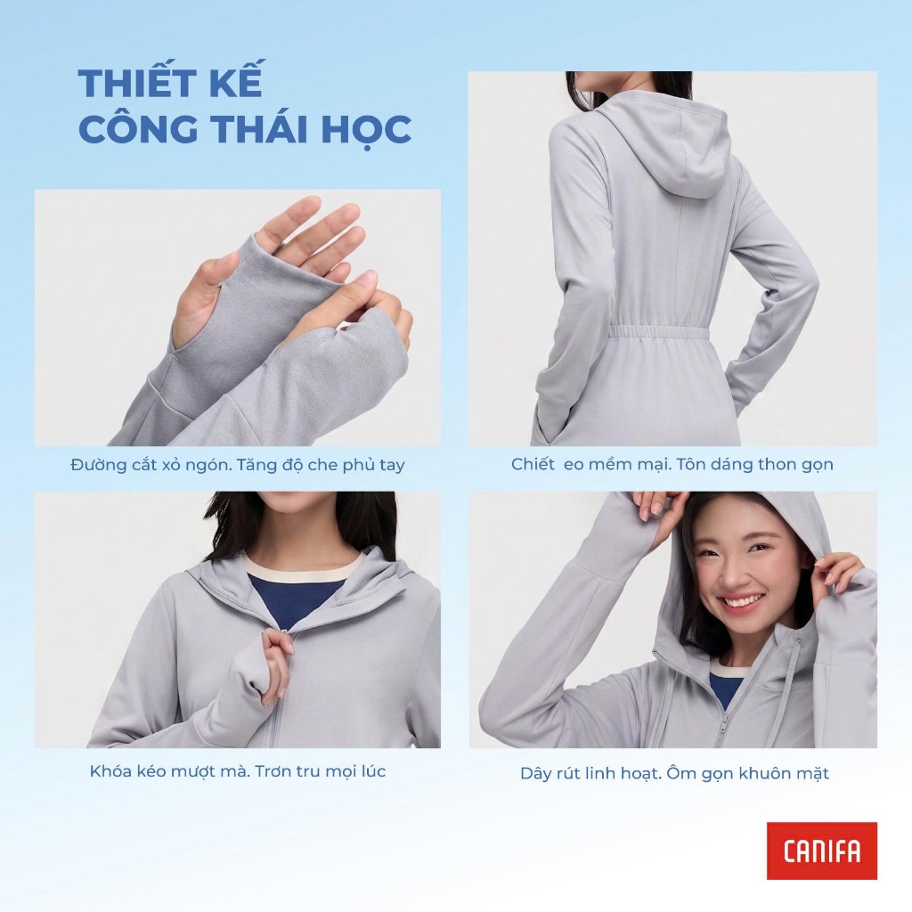 Áo chống nắng nữ dáng dài CANIFA mềm mát thoáng khí thấm hút có mũ xẻ tà thắt eo chống tia UV 6OT26S004