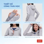 Áo khoác chống nắng nữ dáng dài có mũ xẻ tà thắt eo chống 97% tia UV CANIFA PS 6OT26S004 — ảnh 5