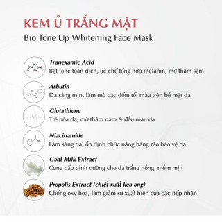 Kem Ủ Trắng Mặt U Bio Tone Up Whitening Face Mask Giúp da trắng sáng bật tone Mẫu Thử Duduhouse