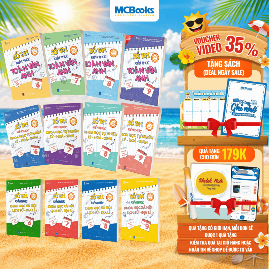Sách - Combo Sổ tay kiến thức Toán Văn Anh, Lý Hóa Sinh, Lịch sử - Địa Lý Lớp 6,7,8,9 (2026)