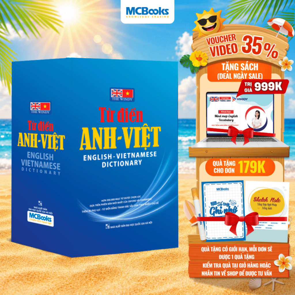 Sách - Từ Điển Anh Việt Phiên Bản Bìa Xanh Cứng - Giải Nghĩa Đầy Đủ Ví Dụ Phong Phú MCBooks