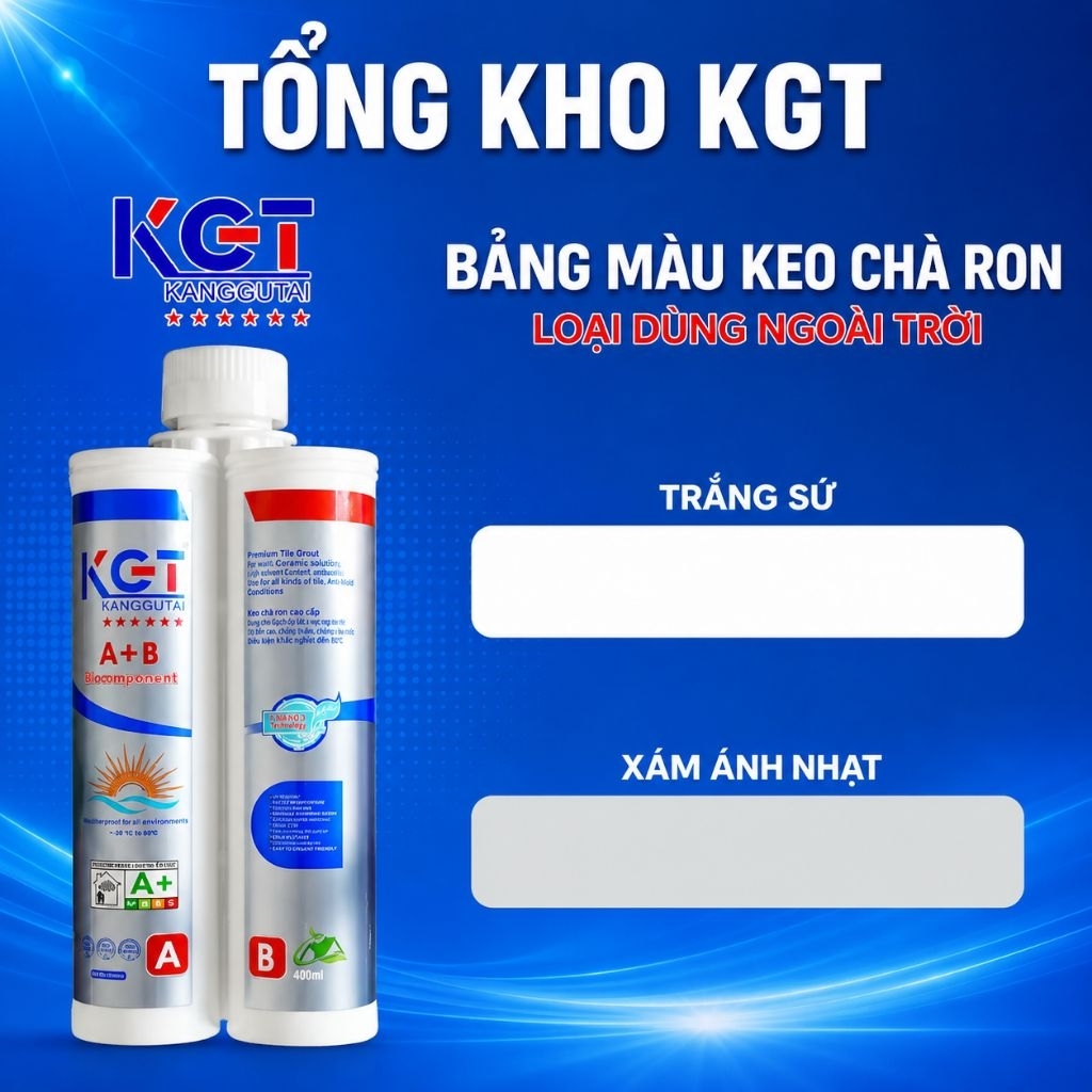 Keo Chà Ron Gạch Ngoài Trời KGT Kanggutai Epoxy (A+B) 400ml - Chống Thấm, Chống Ố Vàng, Chống Tia UV, Bền Màu Ngoài Trời
