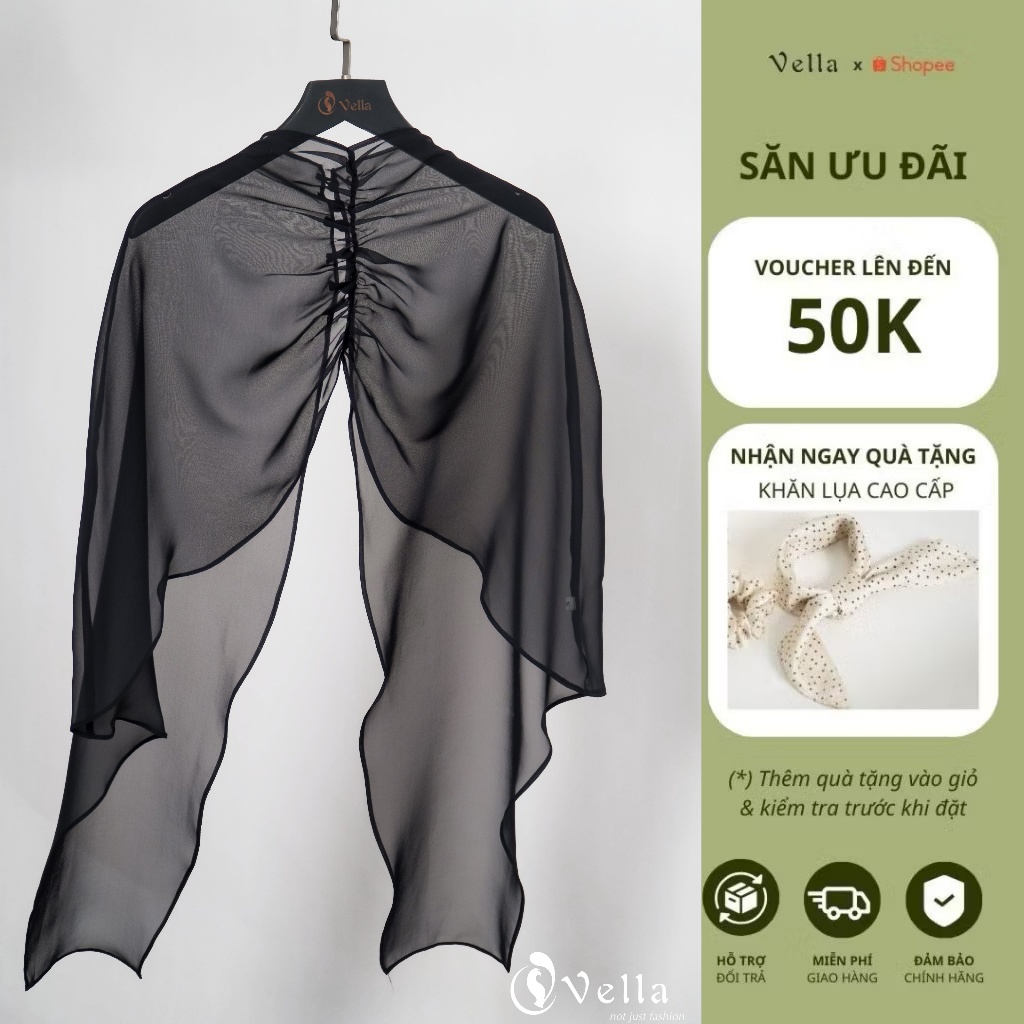Vella - Áo 2 Dây Phối Áo Choàng Voan - Phong Cách Thanh Lịch Nữ Công Sở - VA25107 & VQ25108