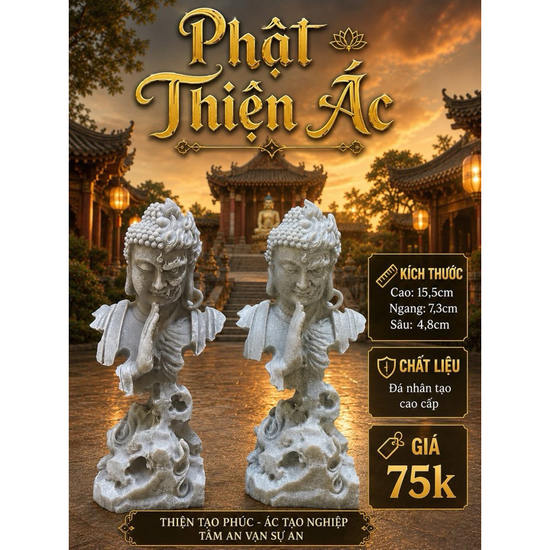mô hình tượng Thiện -Ác decor,setup tiểu cảnh,terrarium