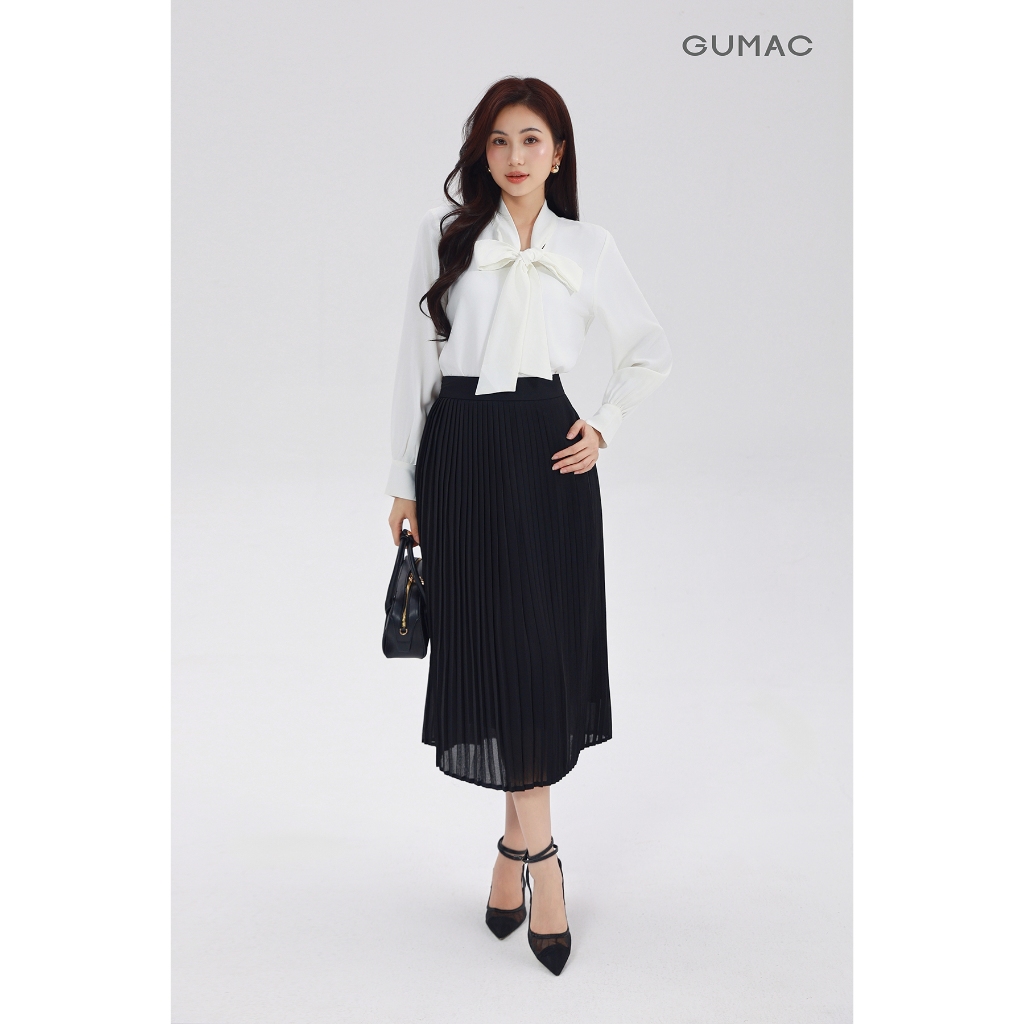 Chân Váy Nữ GUMAC Form A Dập Ly Chất Liệu Chiffon Thoáng Mát Cao Cấp LVF0821