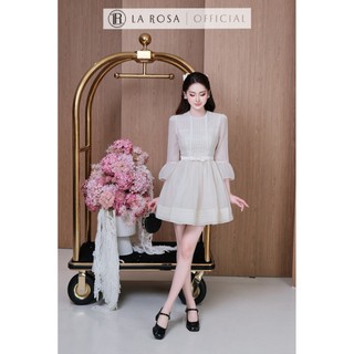 Váy Tơ Tiểu Thư La Rosa Đầm Dáng Xoè Tay Lỡ Phối Bèo Xếp Ly Ngực Đính Nơ Eo Tạo Điểm Nhấn Tôn Dáng V1472