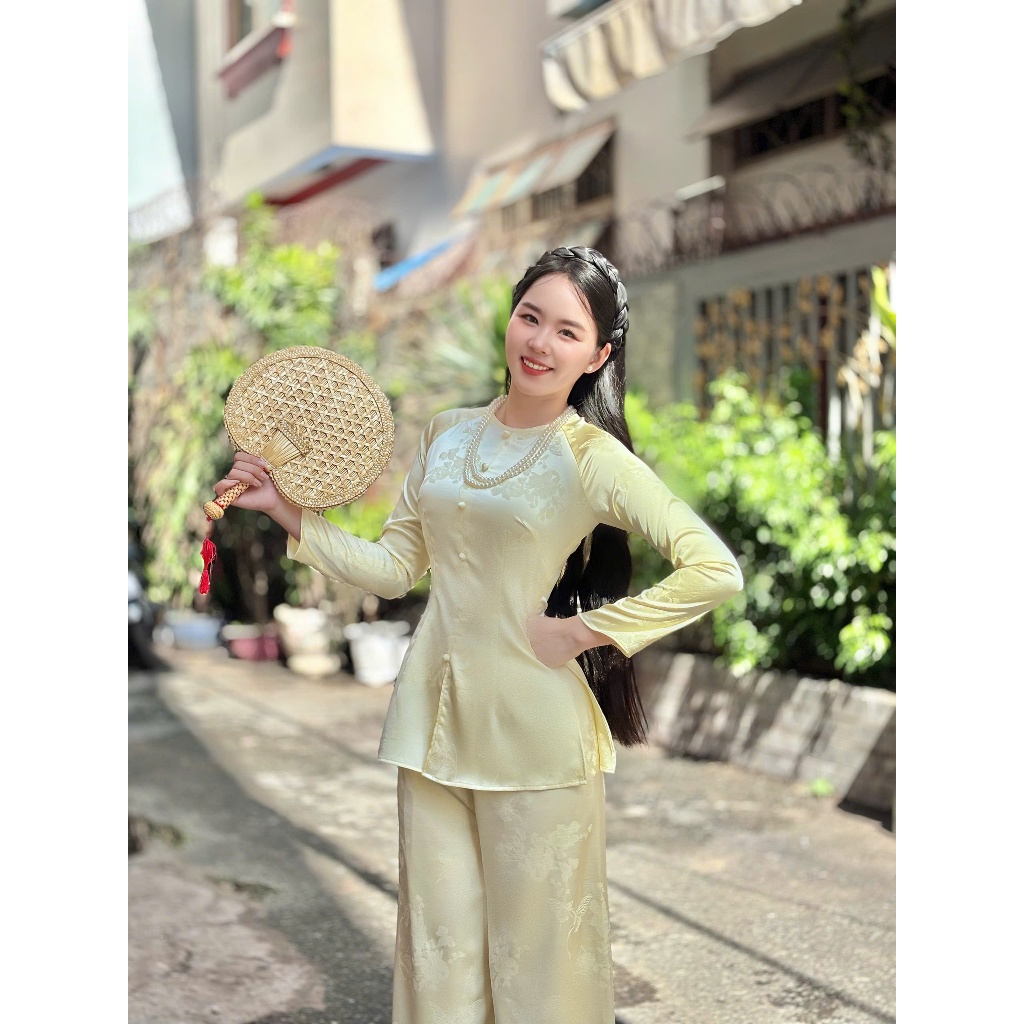 B.a198 - Bộ GấM HoA Hồ Điệp Cổ TrÒn Nút Bọc Nụ Dây Kéo QuẦn Dây Kéo CùNg ChẤt
