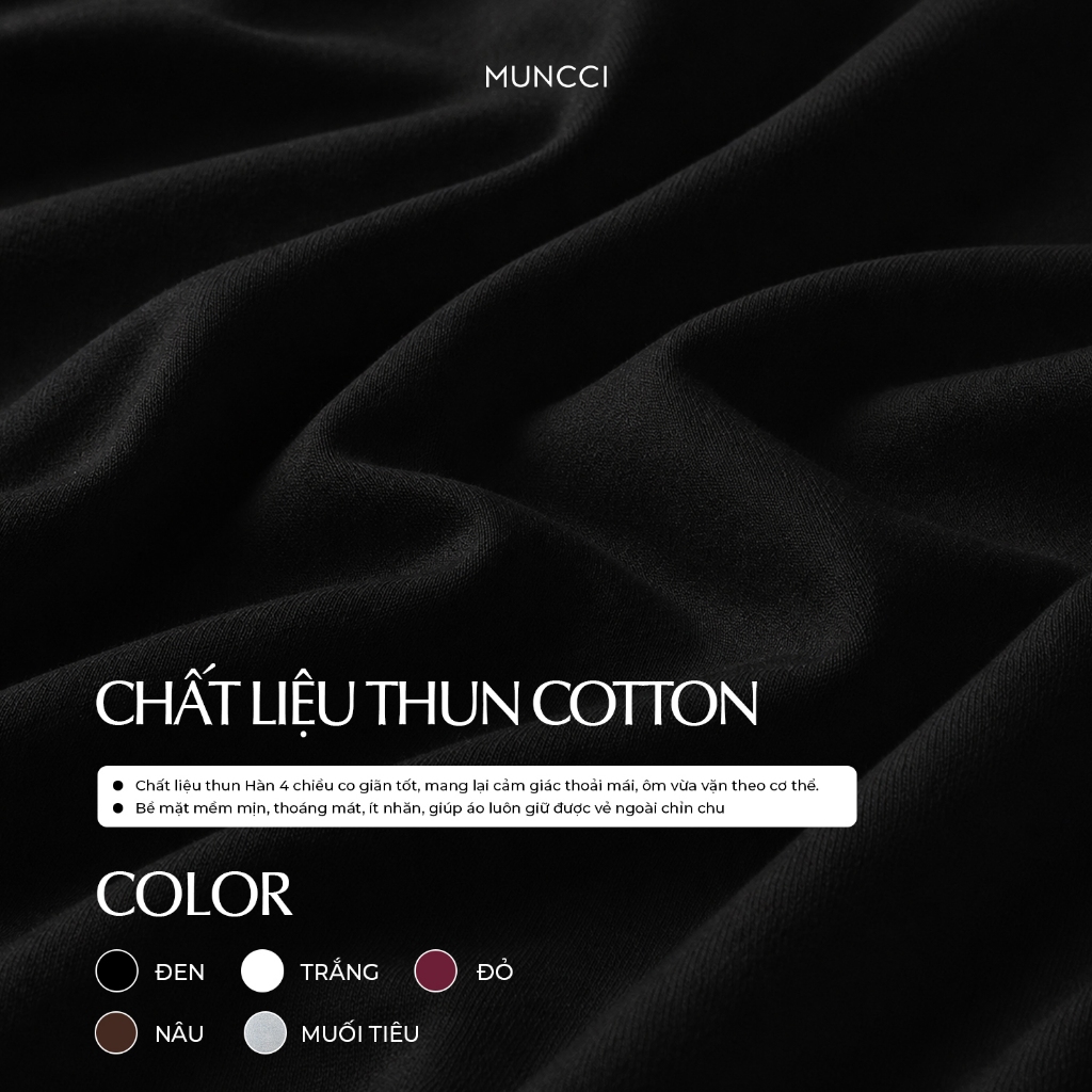 Áo Thun Nữ MUNCCI Cổ Tròn Chất Liệu Cotton Co Giãn 4 Chiều Cao Cấp Đủ Màu Phong Cách Cá Tính  ATA009