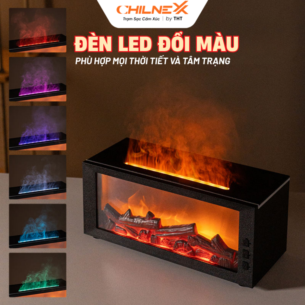 Máy Xông Tinh Dầu Hiệu Ứng Ngọn Lửa A1 CHILNEXX Trang Trí Decor Phòng tạo độ ẩm khuyếch tán tinh dầu làm quà tặng