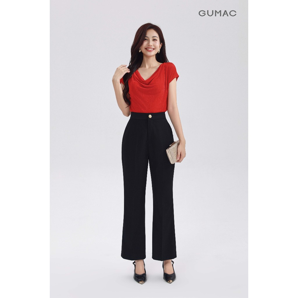 Quần Tây Nữ Ống Loe GUMAC Cơ Bản Có Túi Xéo Chất Cotton Mềm Thoáng Mát LQG0413