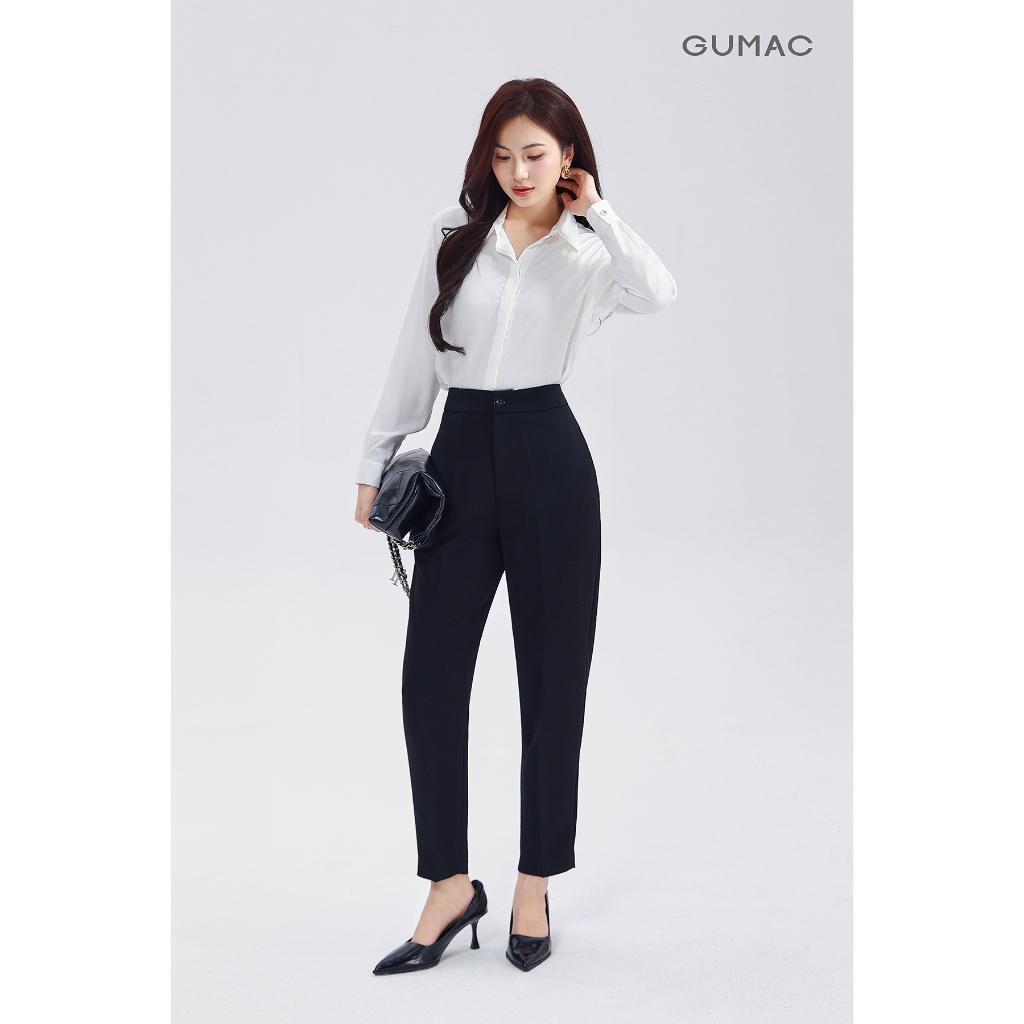 Quần Baggy Nữ 91cm GUMAC Quần Tây Ống Đứng Lưng Cao Công Sở Chất Tuyết Mưa Cao Cấp Cạp Cao LQF0110