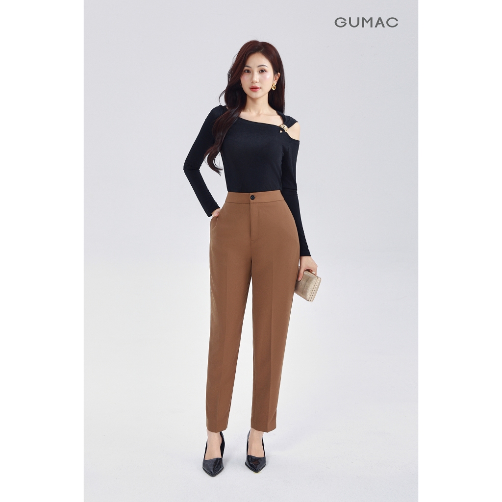Quần Baggy Nữ 91cm GUMAC Quần Tây Ống Đứng Lưng Cao Công Sở Chất Tuyết Mưa Cao Cấp Cạp Cao LQF0110