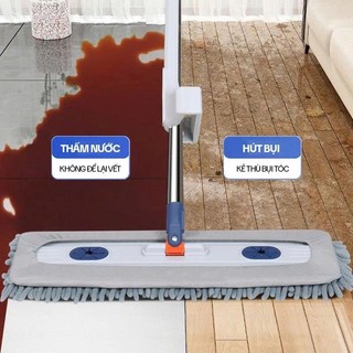 (Tặng Thêm 1 Bông) Cây Lau Nhà Tự Vắt Bông Lau San Hô, Chổi Lau Nhà Tự Vắt Thông Minh Xoay 360 Độ