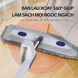 [2 Bông Lau] Cây Lau Nhà Tự Vắt Bông San Hô Siêu Sạch, Chổi Lau Nhà Tự Vắt Thông Minh Xoay 360 Độ