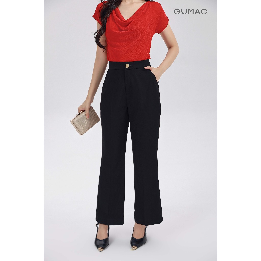 Quần Tây Nữ Ống Loe GUMAC Cơ Bản Có Túi Xéo Chất Cotton Mềm Thoáng Mát LQG0413