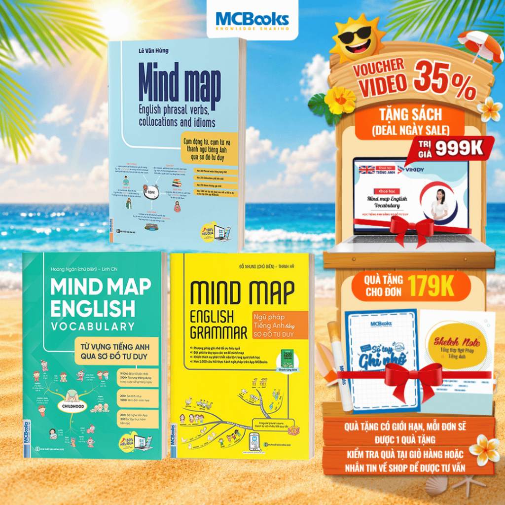 Sách - Bộ 3 Cuốn MindMap English Học Tiếng Anh Cho Người Mới Bắt Đầu MCBooks (Lẻ Tùy Chọn) - Kèm Khóa Học Chi Tiết