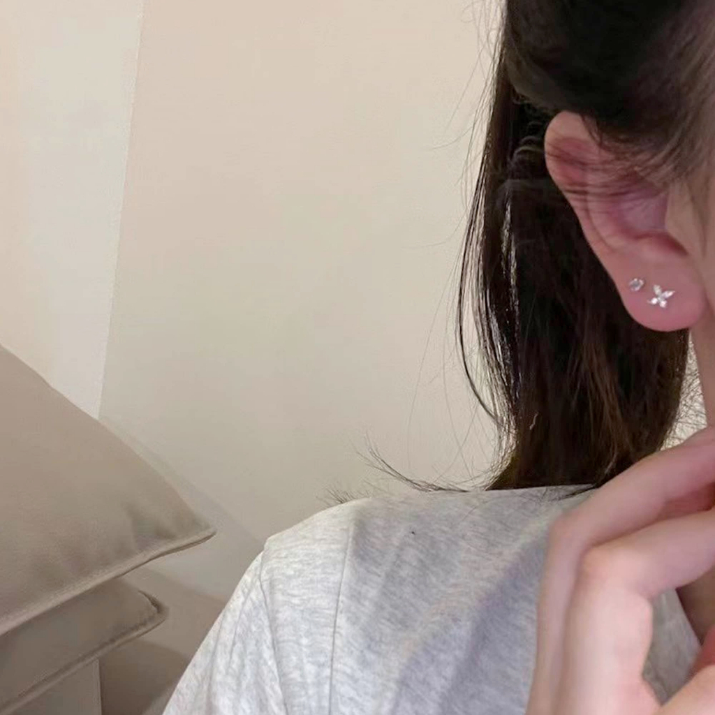 Set 6 bông tai bạc đính đá moonstone cao cấp sang chảnh, bông tai phong cách hàn quốc cá tính ChicEar Jewelry
