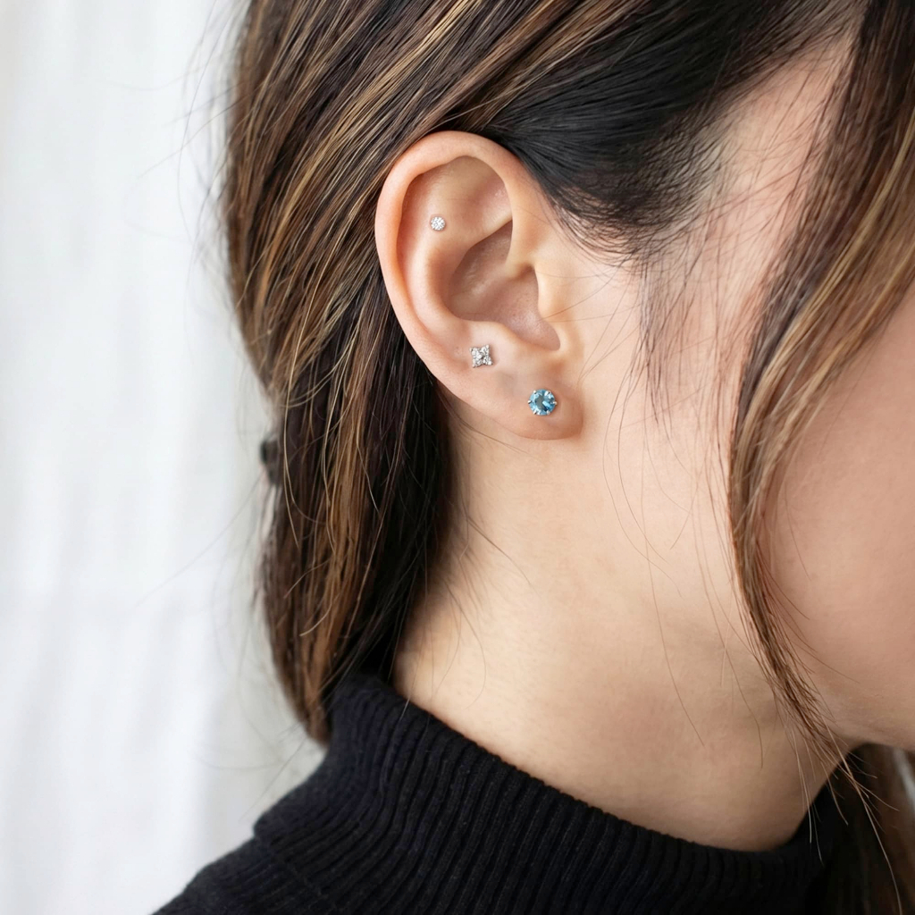 Set 6 bông tai bạc đính đá moonstone cao cấp sang chảnh, bông tai phong cách hàn quốc cá tính ChicEar Jewelry