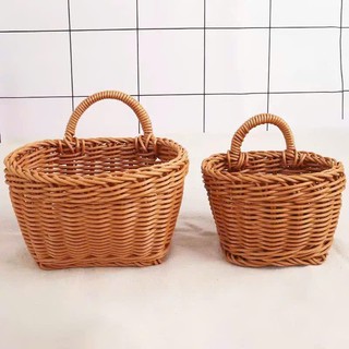 Giỏ treo tường OABU, đựng hành tỏi, nhựa mây không thấm nước, màu vàng, decor trong nhà bếp