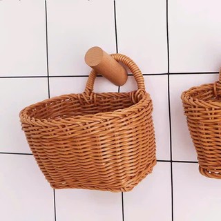 Giỏ treo tường OABU, đựng hành tỏi, nhựa mây không thấm nước, màu vàng, decor trong nhà bếp
