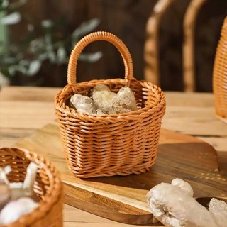 Giỏ treo tường OABU, đựng hành tỏi, nhựa mây không thấm nước, màu vàng, decor trong nhà bếp