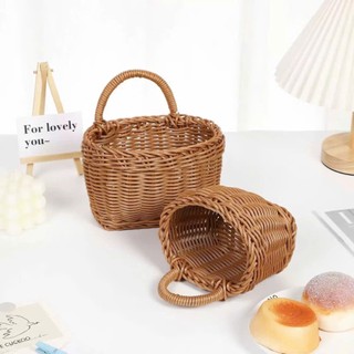 Giỏ treo tường OABU, đựng hành tỏi, nhựa mây không thấm nước, màu vàng, decor trong nhà bếp
