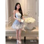 Đầm quây phối ren phồng đính hoa nổi