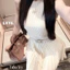 Đầm ba lỗ len gân xoè kèm belt mặt hoa đá