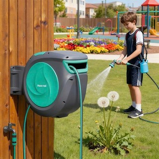 Bộ vòi tưới cây tự thu dây  Auto Hose reel ZH05: ống 16mm 4 lớp chống gập xoắn, dễ di chuyển.