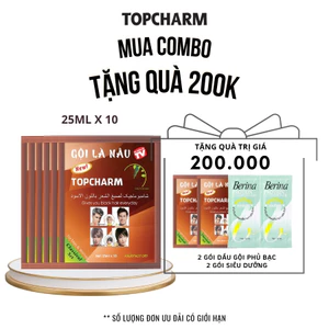 Dầu gội phủ bạc gội là nâu Topcharm nhuộm tóc chiết xuất nhân sâm, dưỡng tóc combo tiết kiệm