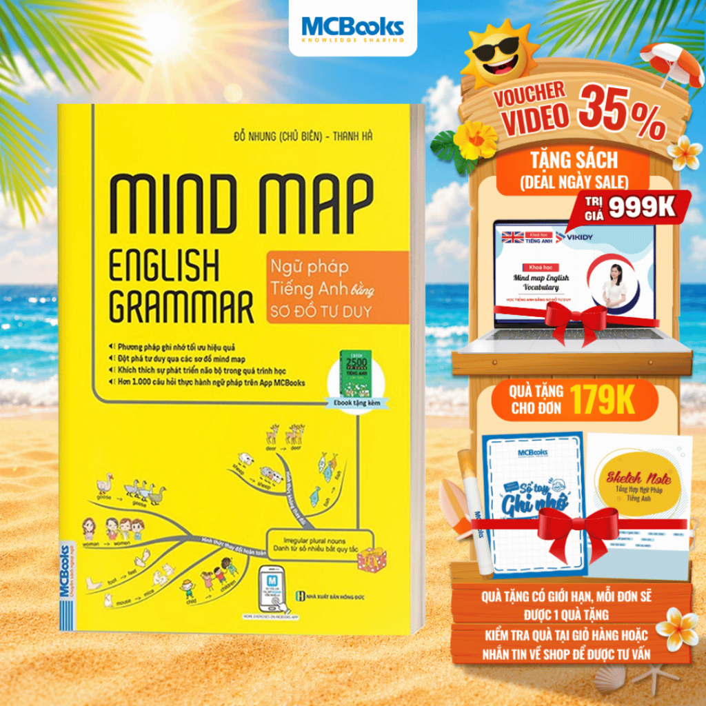 Sách - Mindmap English Grammar - Ngữ Pháp Tiếng Anh Bằng Sơ Đồ Tư Duy Cho Người Học Căn Bản - Kèm Khóa Học Chi Tiết