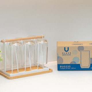 Bộ 6 ly cốc thủy tinh U Glass 290ml kiểu lỡ đáy bầu - BUG335, thủy tinh cao cấp
