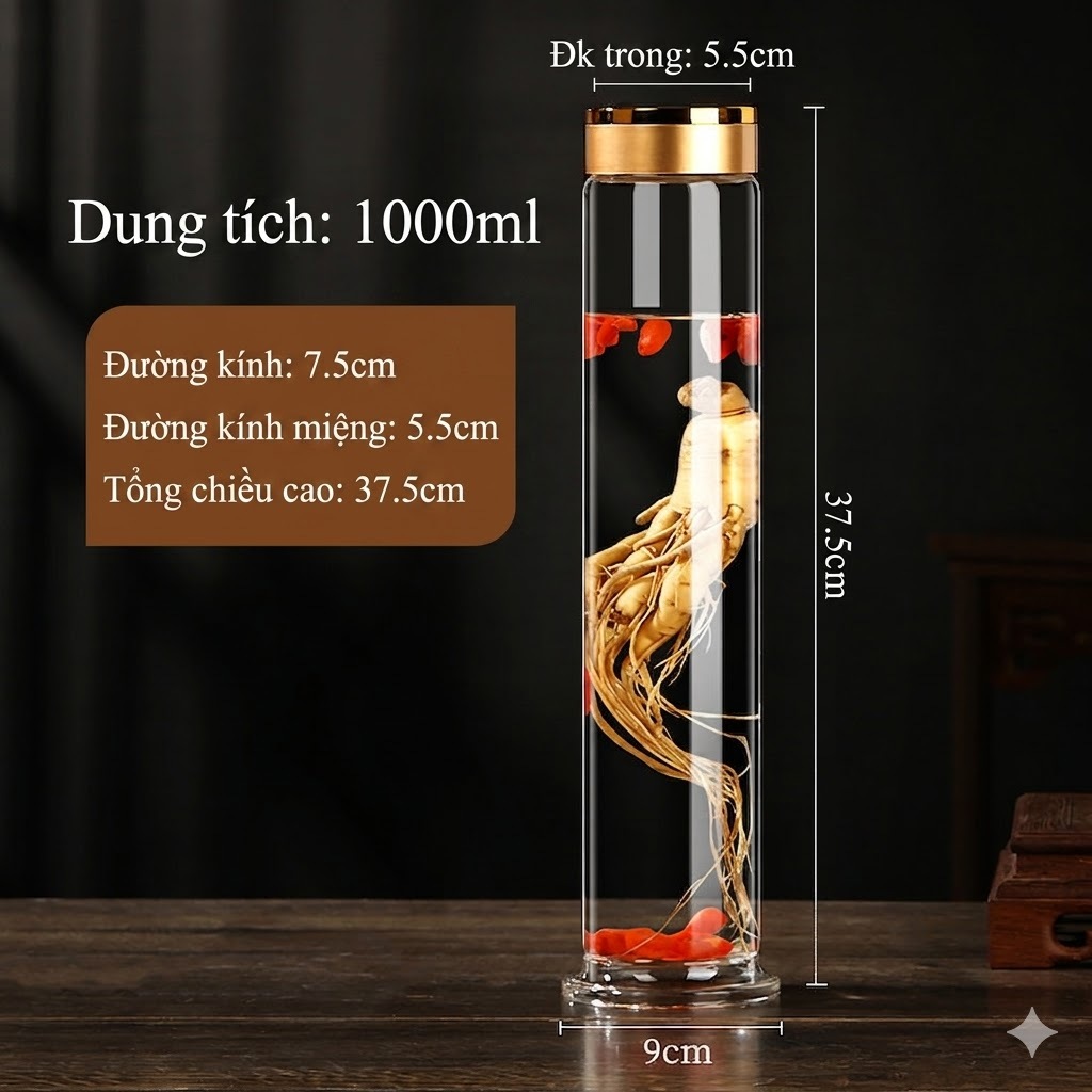 Bình ngâm rượu – chai thủy tinh 0,5-1-2 lít cao cấp. Chai ngâm nhân sâm, chai chuyên dụng ngâm thuốc, chai rỗng, kín khí