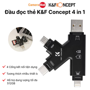 Đầu đọc thẻ nhớ SD/microSD K&F Concept 4 in 1 Đa Cổng Kết Nối – Thiết kế đa năng, linh hoạt