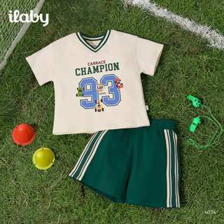 Set đồ bộ bé trai ILABY HCM phong cách thể thao cổ V vải Cotton co giãn thoáng mát [4034]