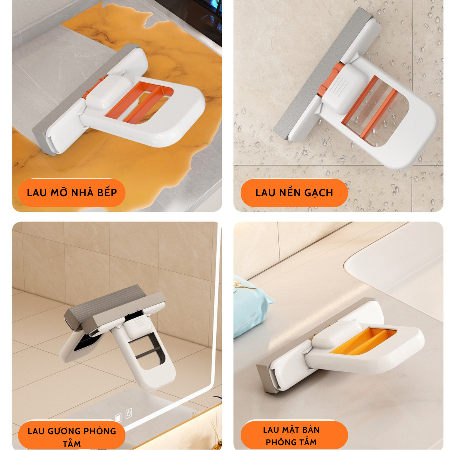 Chổi Lau Bàn Bếp Mini Cầm Tay Tự Vắt, Dụng Cụ Gạt Nước Mặt Bàn Khô Nhanh Chống Dính Dầu Mỡ