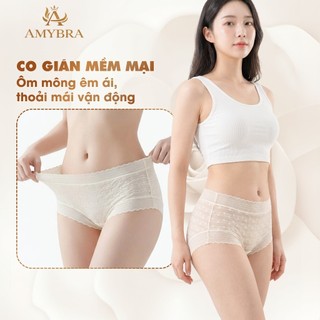 Quần Lót Nữ Cao Cấp -  Quần Chip Nữ Cạp Giữa Xuyên Thấu Gợi Cảm AMYBRA L5505