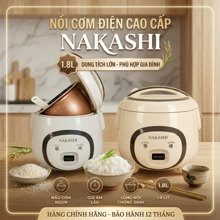 Nồi cơm điện Mini 1L,1.2L, 2.2l NAKASHI-C; CUDKOO - Kiểu dáng Hàn Quốc - Bảo hành 12 tháng