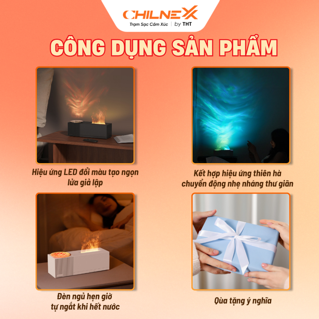Máy xông tinh dầu thiên hà A2 CHILNEXX [01] khuếch tán tinh dầu có đèn galaxy thiên hà trang trí làm đèn ngủ decor