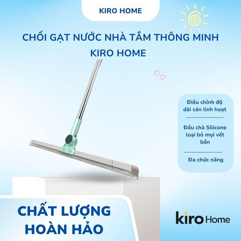 Cây Gạt Nước Sàn Nhà Đầu Silicon 52cm, Chổi Quét Nước Nhà Tắm Khô Nhanh Cán Nhôm Thu Gọn Thông Minh