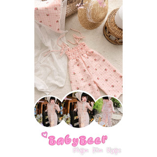 (TẶNG KHĂN_CHÍNH PHẨM) Jumsuit Trái Dâu cho bé_BabyBeer/ JUM ĐI BIỂN CHO BÉ