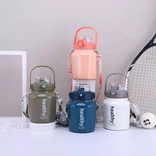 Tặng sticker 3D - Bình giữ nhiệt 1000ml có quai đeo và xách, tiện lợi cho văn phòng và học sinh