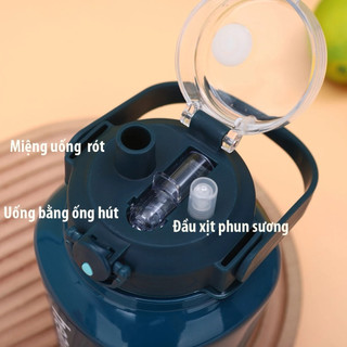 Tặng sticker 3D - Bình giữ nhiệt 1000ml có quai đeo và xách, tiện lợi cho văn phòng và học sinh