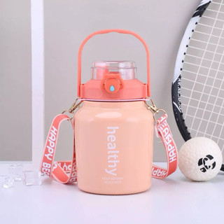 Tặng sticker 3D - Bình giữ nhiệt 1000ml có quai đeo và xách, tiện lợi cho văn phòng và học sinh