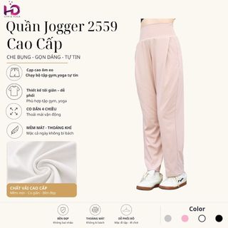 Quần jogger nữ, model 2559 Tuấn HD, Cạp Cao Co Giãn Che Khuyết Điểm Bụng Mỡ, Bắp Chân To